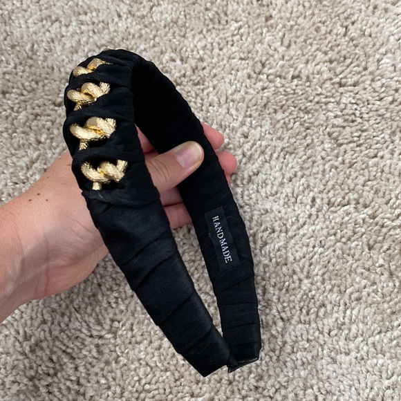 Set of chiche head bands - black and cheetah print with gr chain detail - Picture 3 of 5